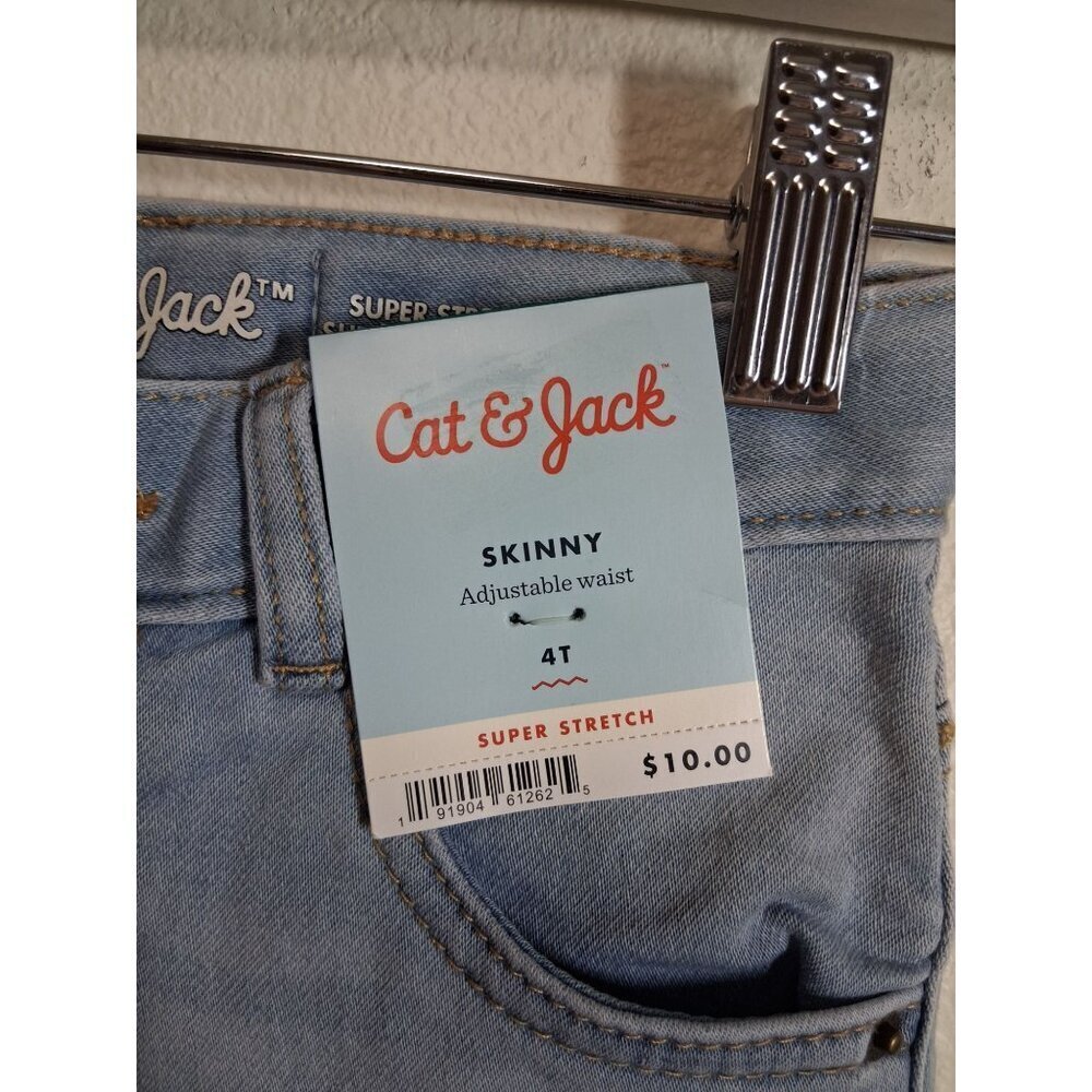NWT Cat & Jack Denim Blue Jeans Skinny Light Wash Size 4T - Picture 7 of 7